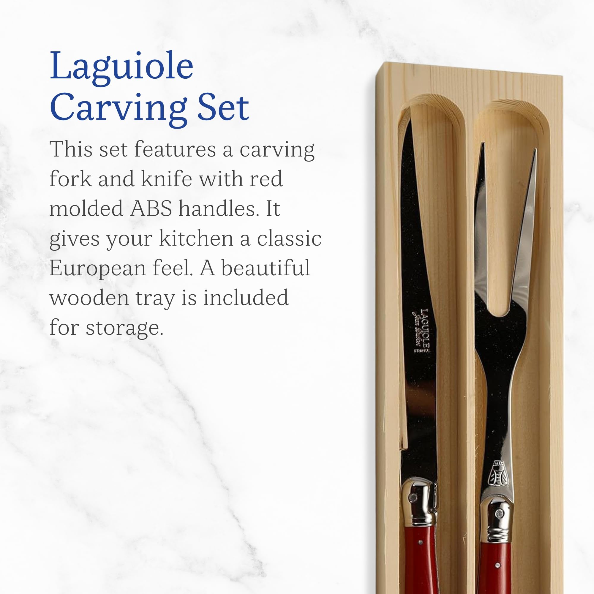 Amazon.com: Jean Dubost Laguiole 2-Piece Carving Set, Red Handles
